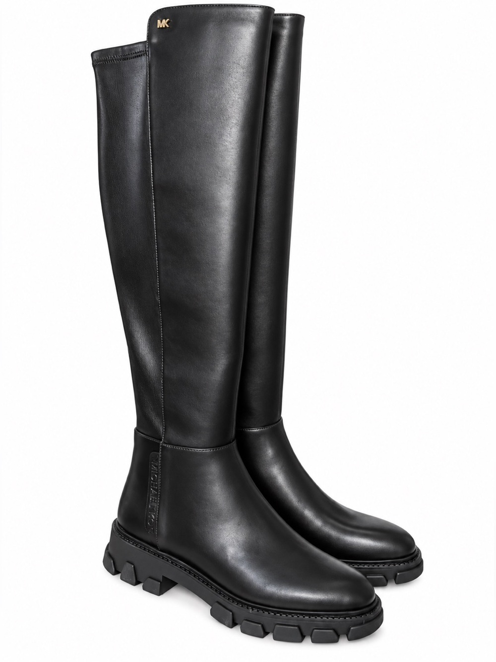 Michael Kors Black Ridley Knee-High Chunky Sole Leather Boots 7.5